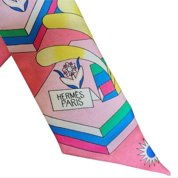 Hermes Twilly Silk Scarf Danse Des Amazones Multicolor Print New France Luxury - Picture 7 of 14